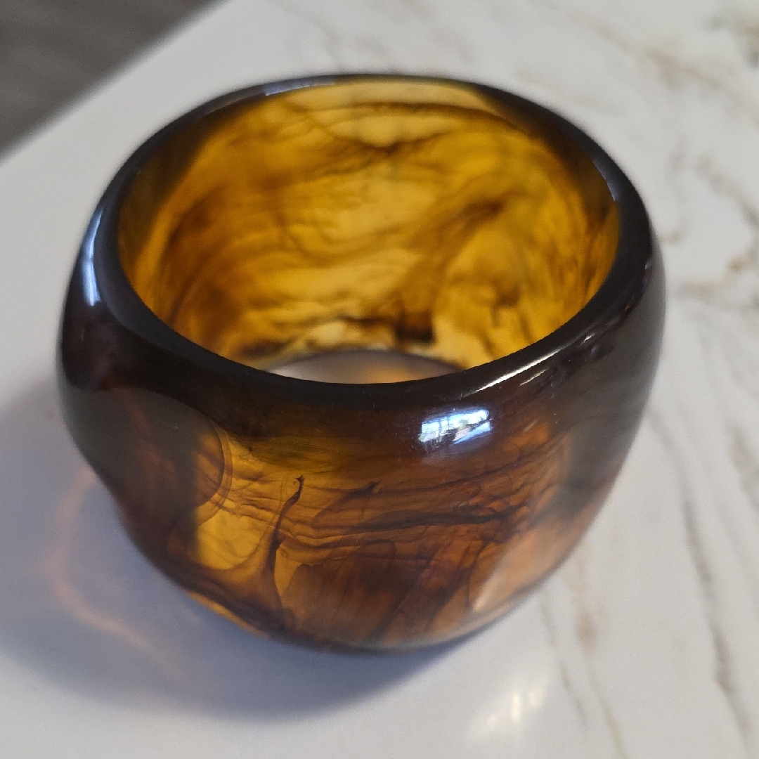 Amber Swirl Resin Bangle Bracelet Chunky Modern Iris Apfel Inspo 35$